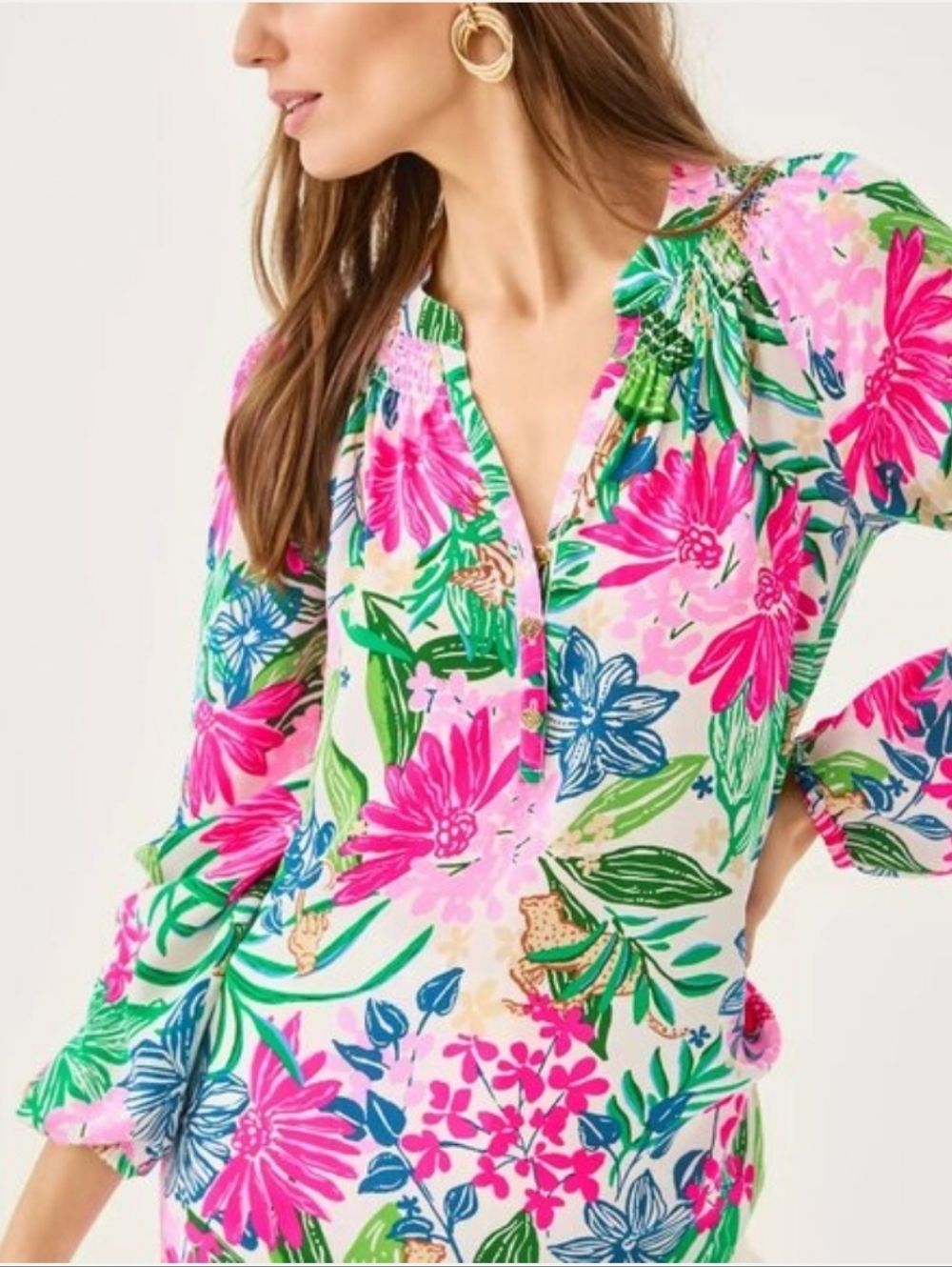 Lilly Pulitzer Elsa Endless Summers Silk Floral Top - Size L